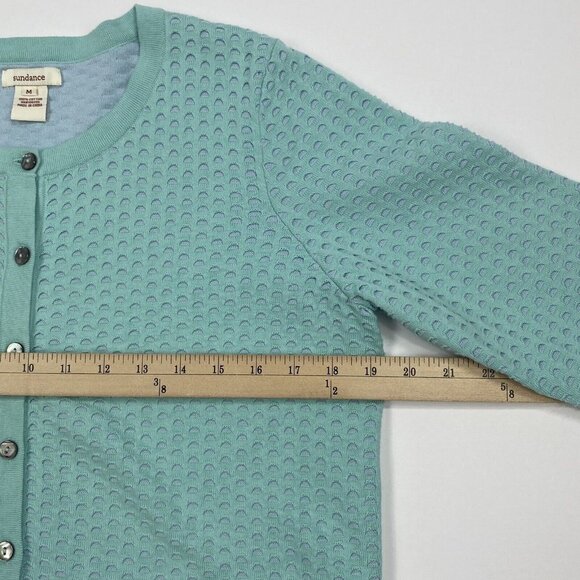 Sundance Blue Cardigan Sweater Textured Button Front Size Medium - Picture 7 of 11